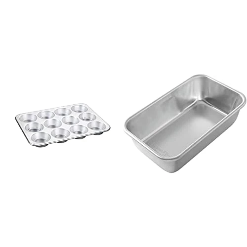 Nordic Ware Tural Aluminum Commercial Muffin Pan, 12 Cup & -45900-Loaf, 1-1/2 Pound, Natural Aluminum Commercial Loaf Pan, Silver 1 Nordic Ware Tural Aluminum Commercial Muffin Pan, 12 Cup & -45900-Loaf, 1-1/2 Pound, Natural Aluminum Commercial Loaf Pan, Silver