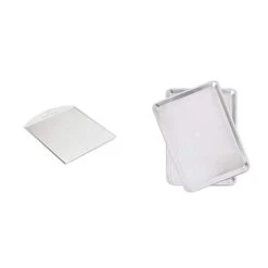 Nordic Ware Tural Aluminum Commercial Large Classic Cookie Sheet & Ware Natural Aluminum Commercial Baker's Half Sheet (2 Pack), Silver