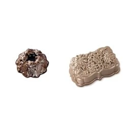 Nordic Ware Harvest Leaves Bundt Pan, Bronze & Wildflower Loaf Pan, 6-Cup, Toffee