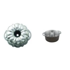 Nordic Ware Platinum Collection Anniversary Bundt Pan & Ware Angel Food Cake Pan, 18 Cup Capacity, Graphite
