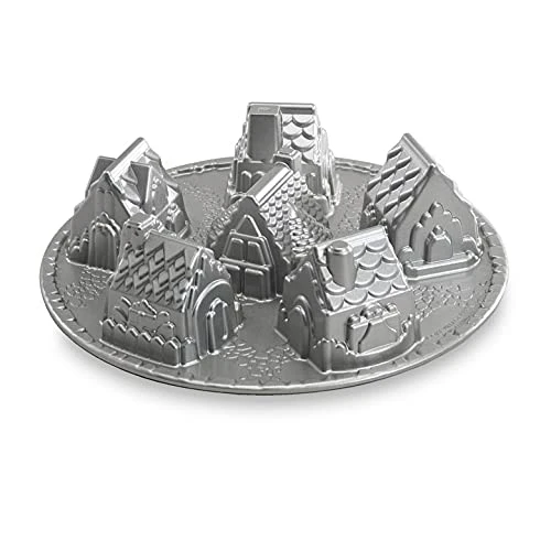 Nordic Ware Cozy Village Gingerbread House, 6 Cups, Silver 1 Nordic Ware Cozy Village Gingerbread House, 6 Cups, Silver