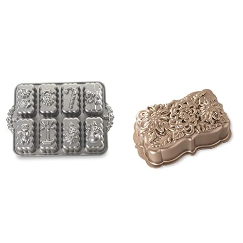 Nordic Ware Holiday Mini Loaves Pan & Wildflower Loaf Pan, 6-Cup, Toffee 1 Nordic Ware Holiday Mini Loaves Pan & Wildflower Loaf Pan, 6-Cup, Toffee