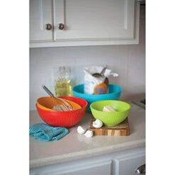 Nordic Ware Microwave Prep/Serve Bowl Set, 3 Piece, Fiesta Colors