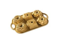 Nordic Ware Geo Bundtlette Pan, One Size, Gold