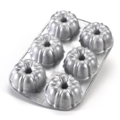 Nordic Ware Commercial Original Bundt Muffin Pan With Premium Non-Stick Coating, 6-Cavity