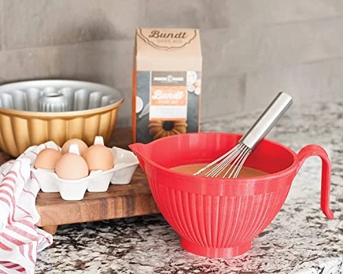 Nordic Ware Plastic Better Batter Bowl, 10-Cup, Red 4 Nordic Ware Plastic Better Batter Bowl, 10-Cup, Red - Image 4