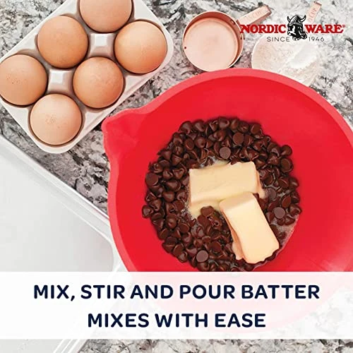 Nordic Ware Plastic Better Batter Bowl, 10-Cup, Red 2 Nordic Ware Plastic Better Batter Bowl, 10-Cup, Red - Image 2
