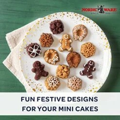 Nordic Ware Holiday Mini Loaves Pan & 93748 Holiday Teacakes Cast Cakelet Pan, 3 Cup Capacity, Silver -Nordic Ware 51L0yuztkqL